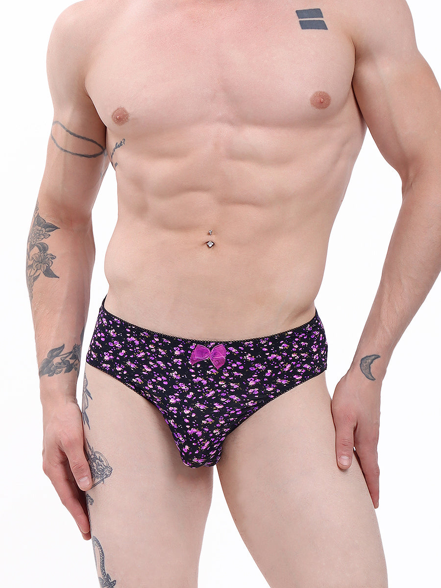 men's purple floral print high waist panty - XDress