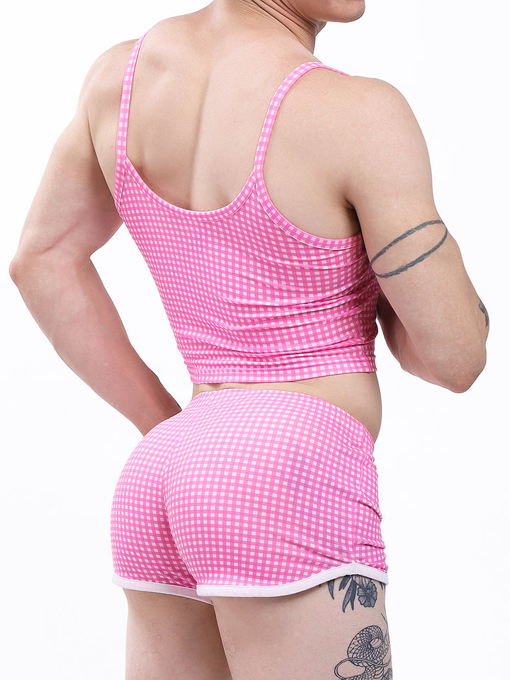 men's pink poly print crop top - XDress