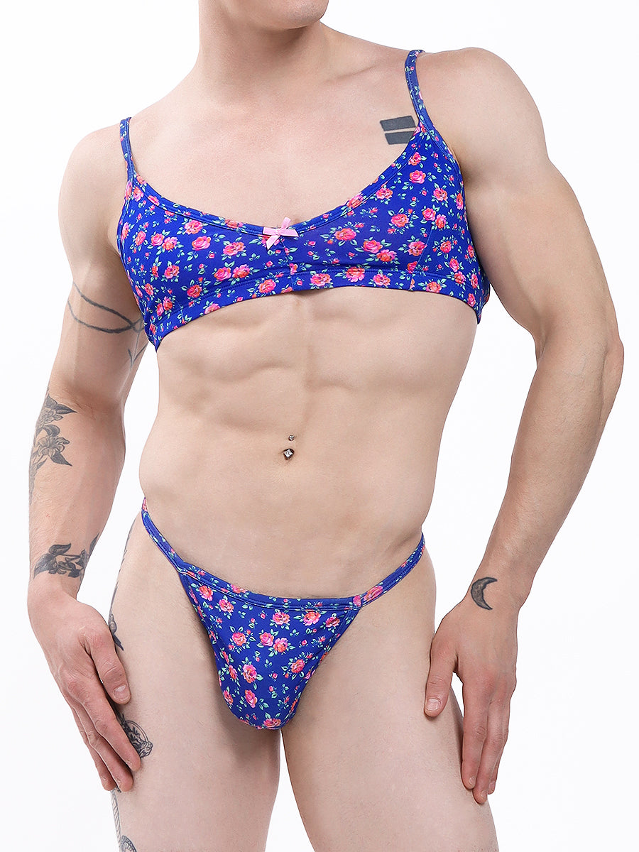 men's navy blue floral print bra - XDress