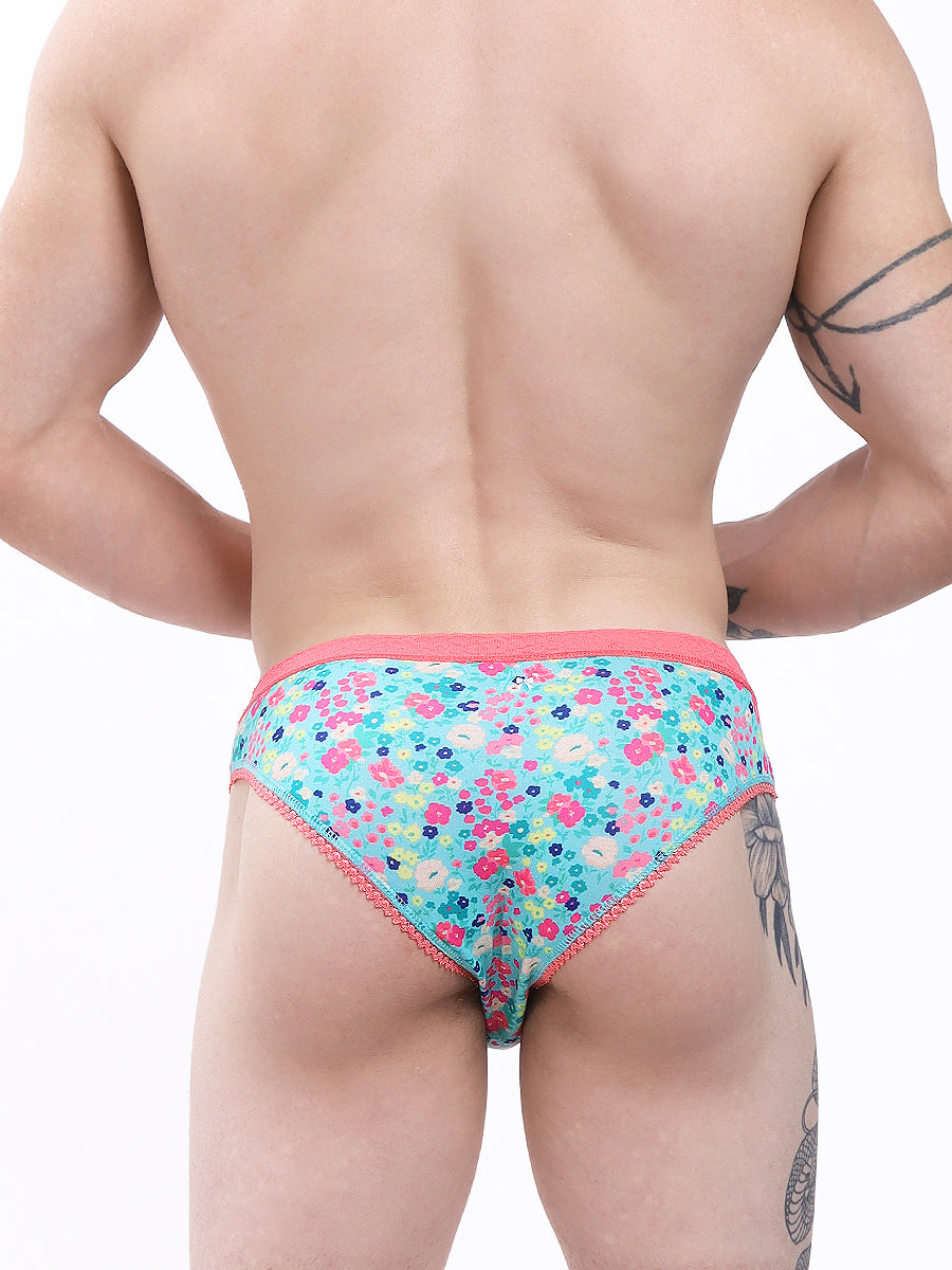 men's aqua floral print panties - XDress