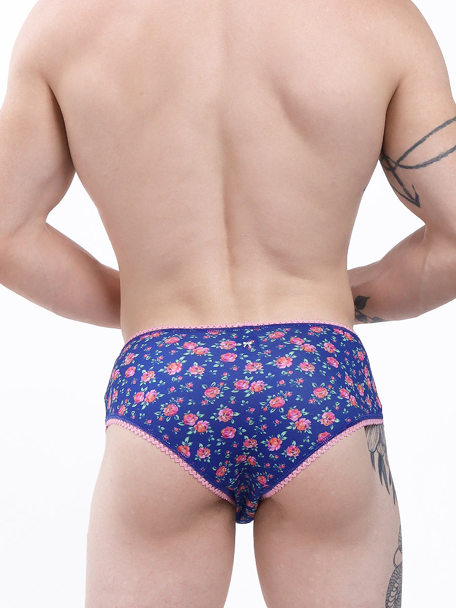 men's navy blue floral print panties - XDress