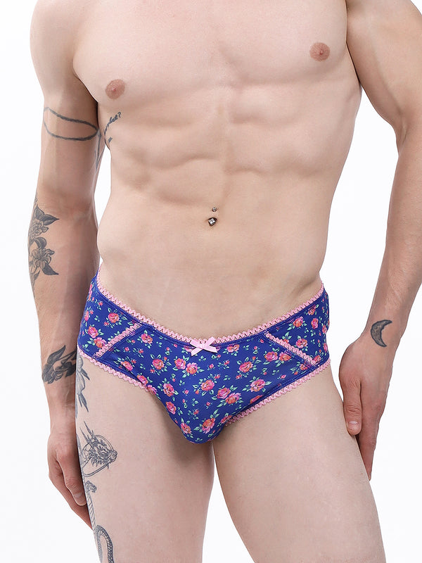 men's navy blue floral print panties - XDress