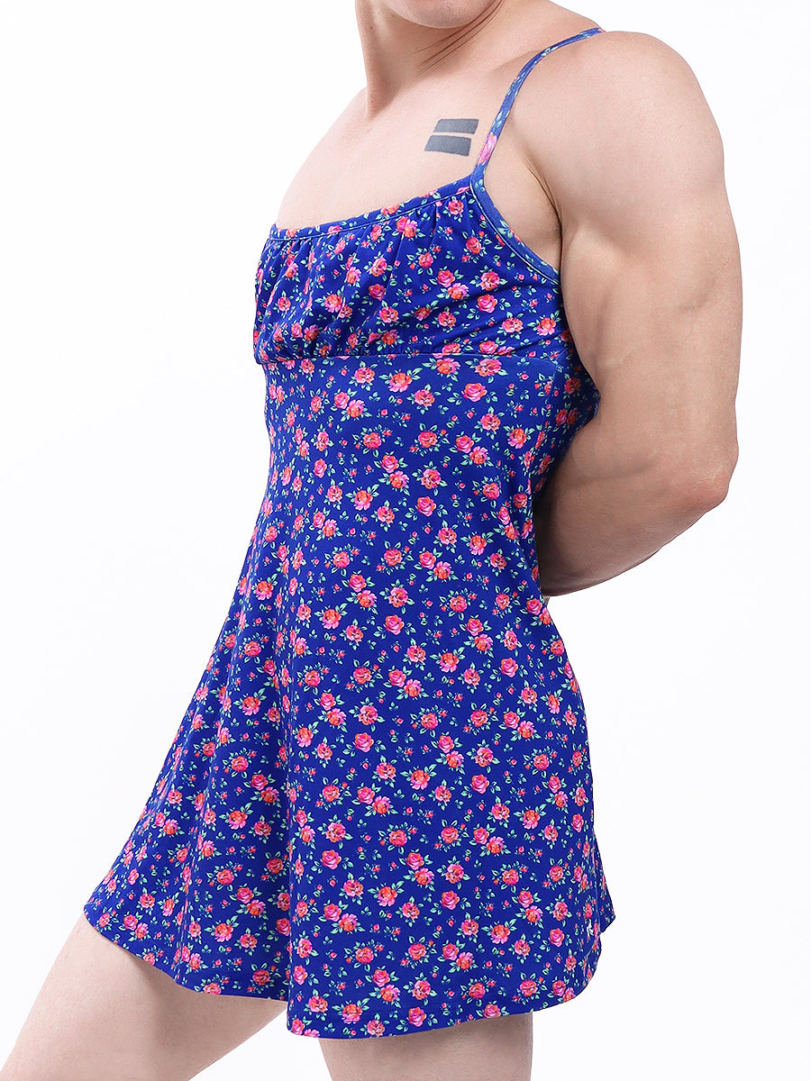 men's navy blue floral print nightie - XDress