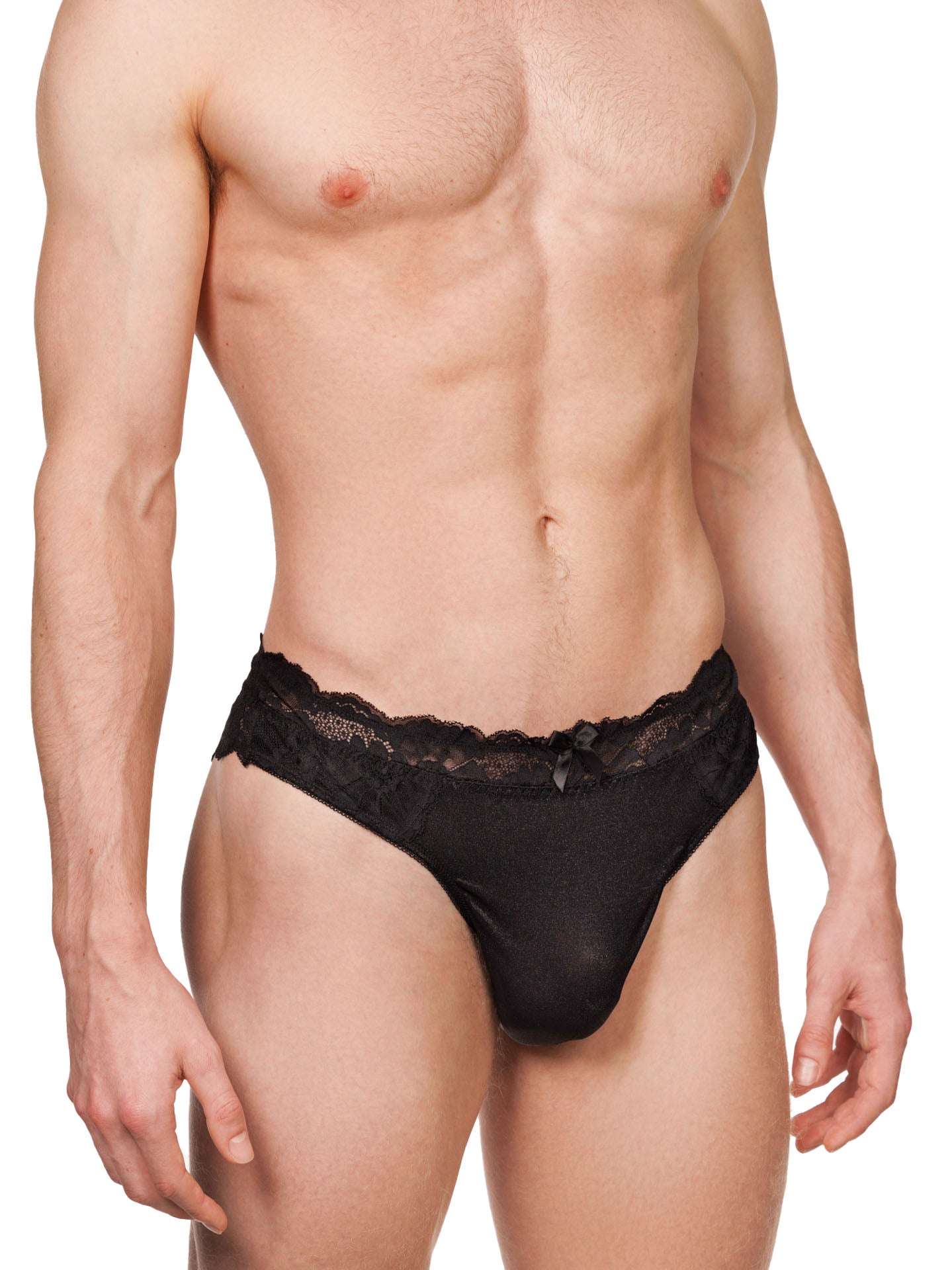 Front view of a male model wearing a Black XDress panty