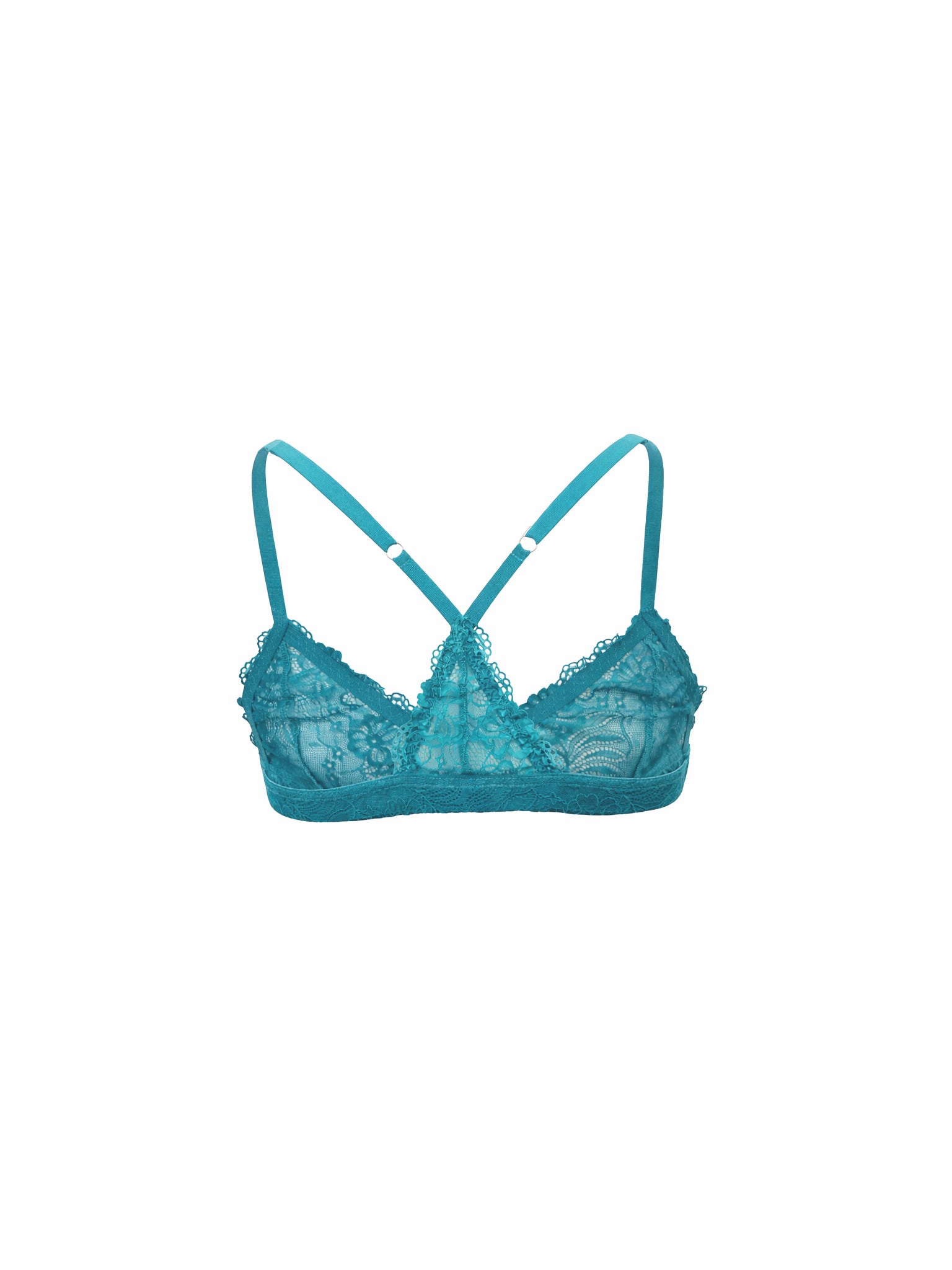 Teal bra on a white background