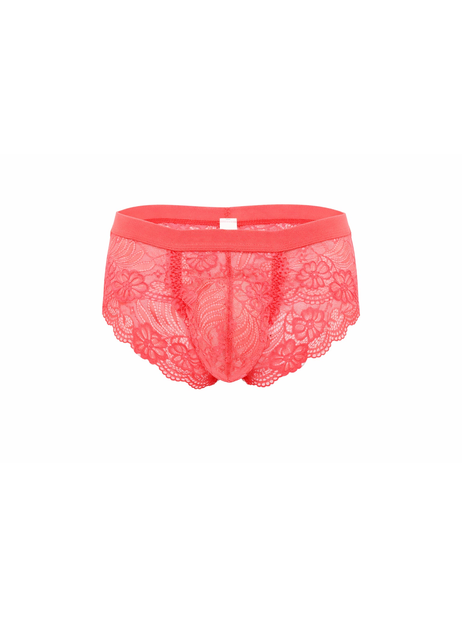 Coral lace underwear on a white background