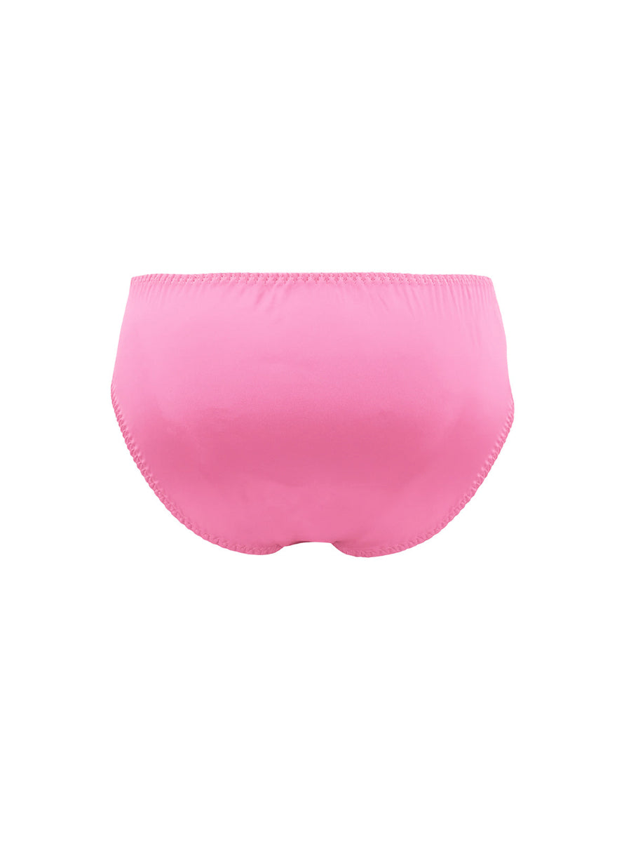 Pink men's satin panty on a white background.