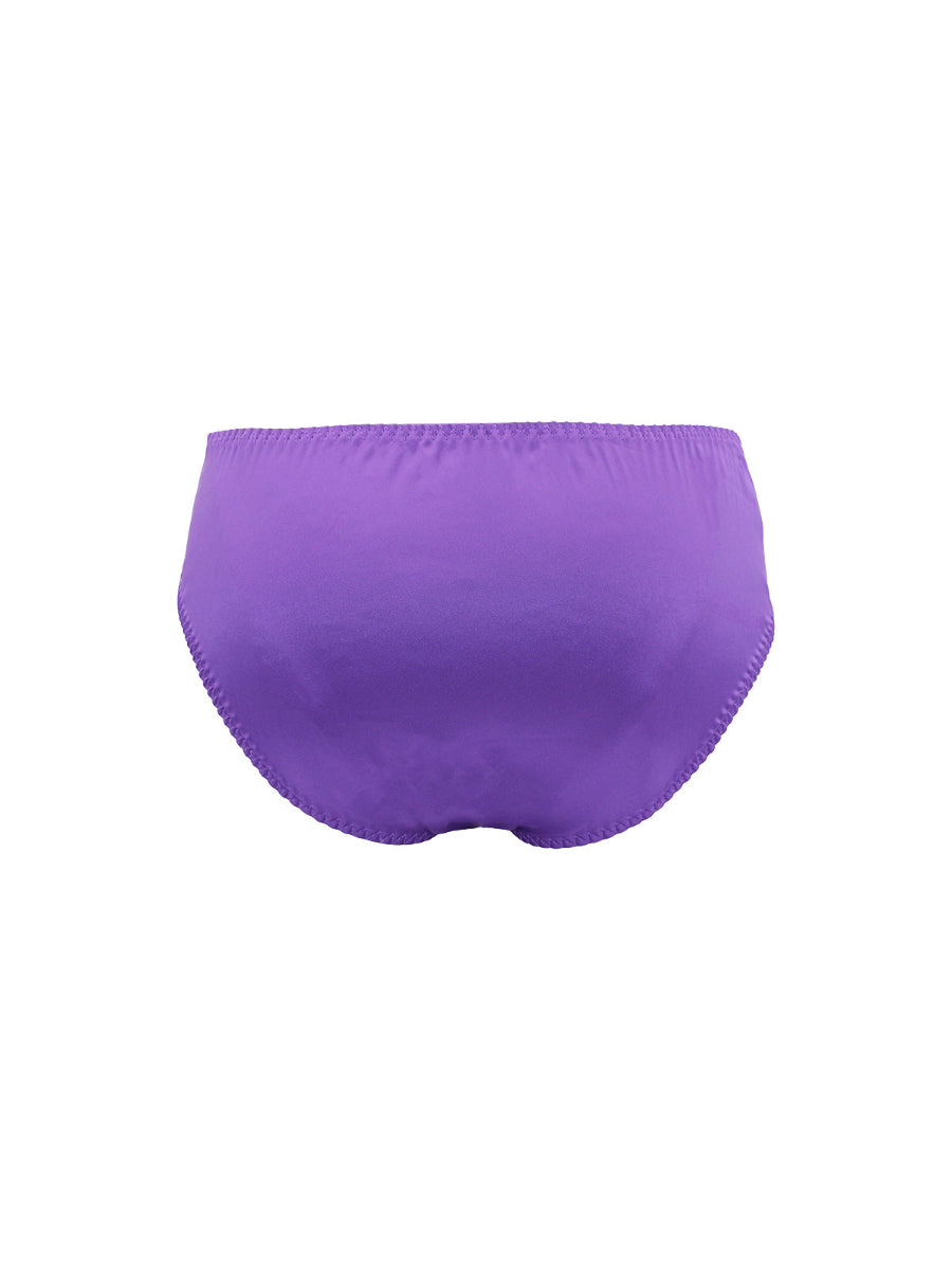 Purple satin men's underwear on a white background