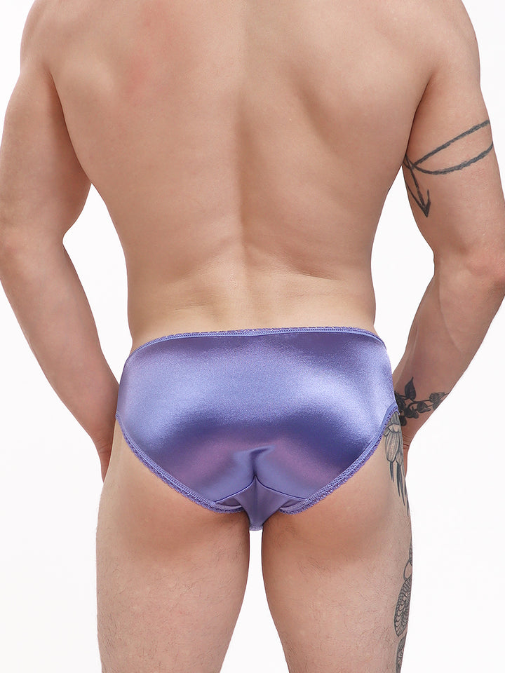 men's purple satin and lace bikini panty - XDress