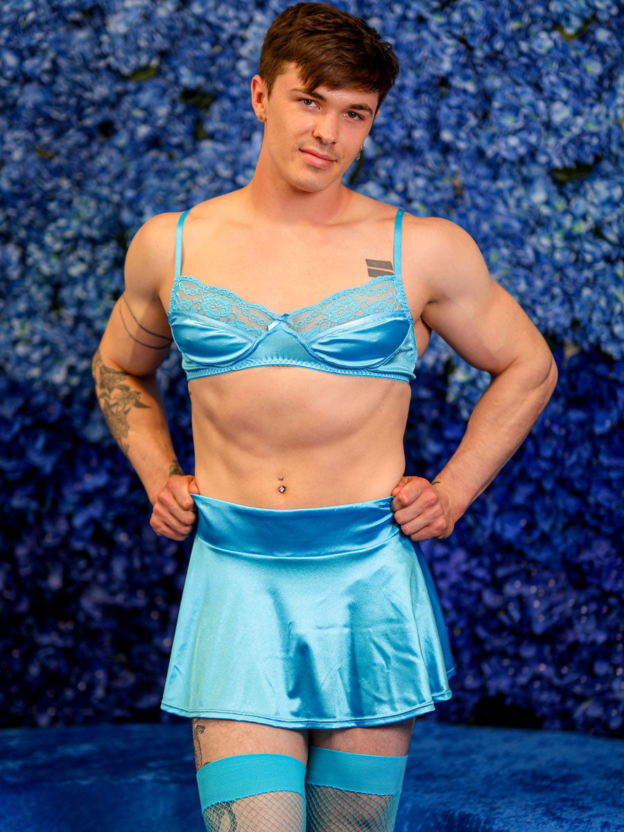 men's blue satin mini skirt - XDress