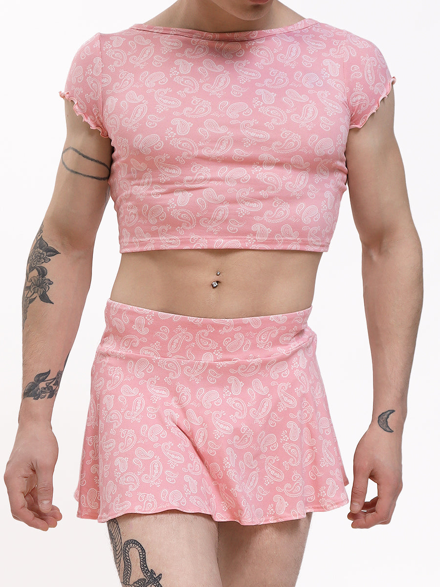 men's pink paisley crop top - XDress