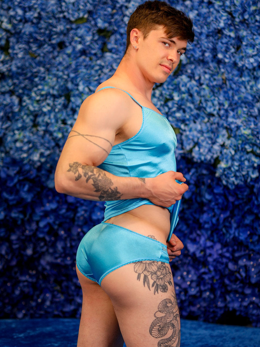 men's blue satin camisole - XDress