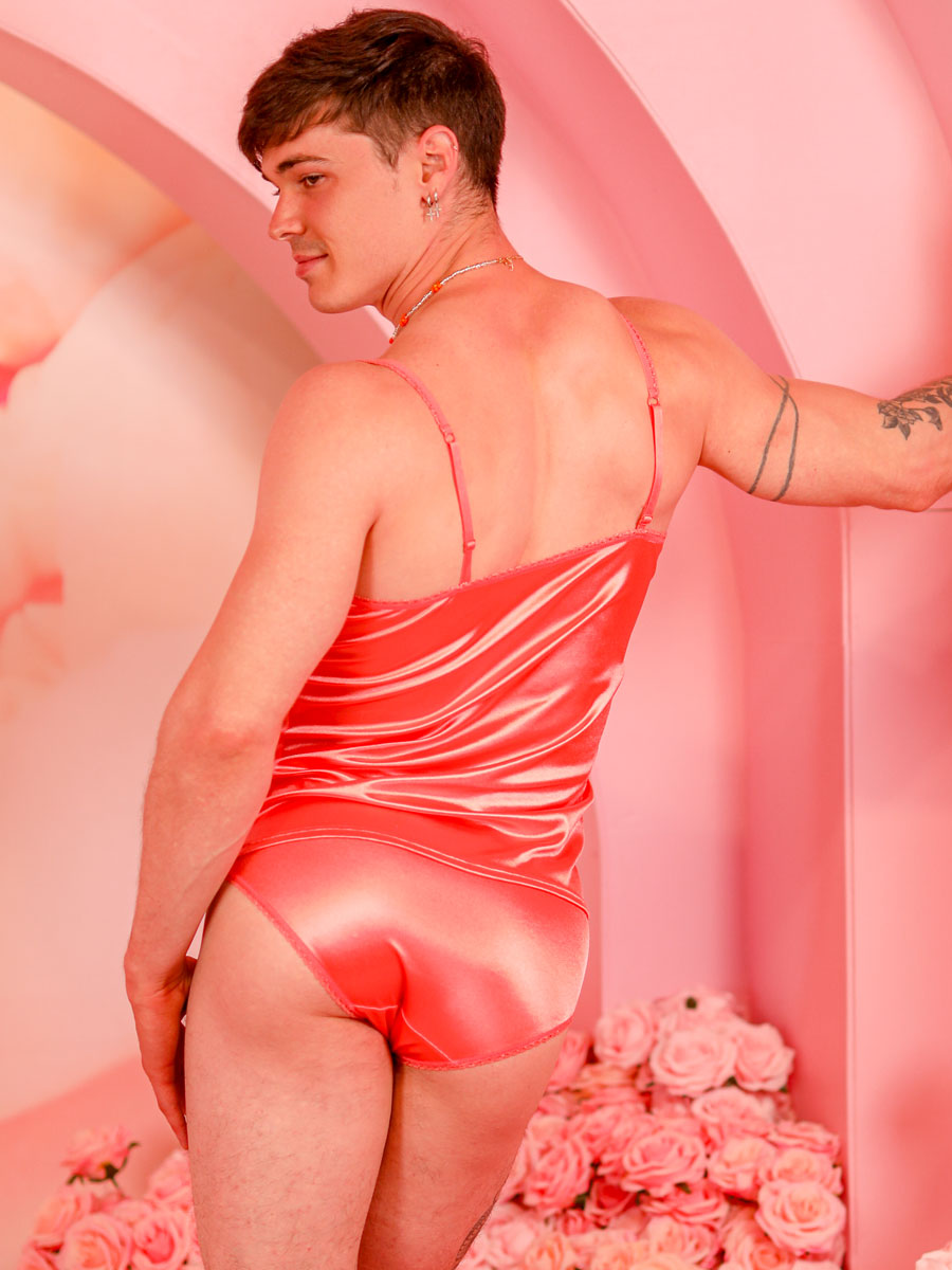 men's pink satin camisole - XDress