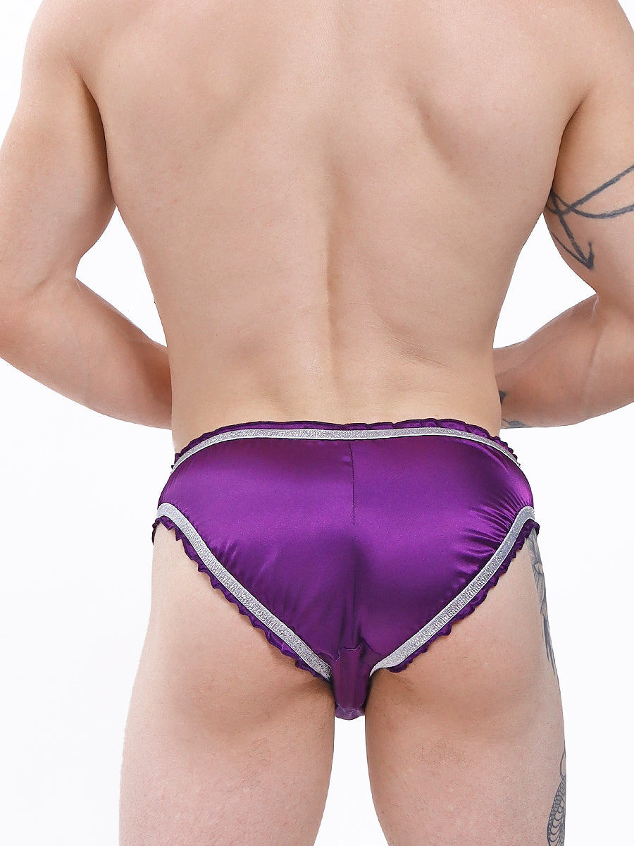 men's purple satin glitter panties - XDress