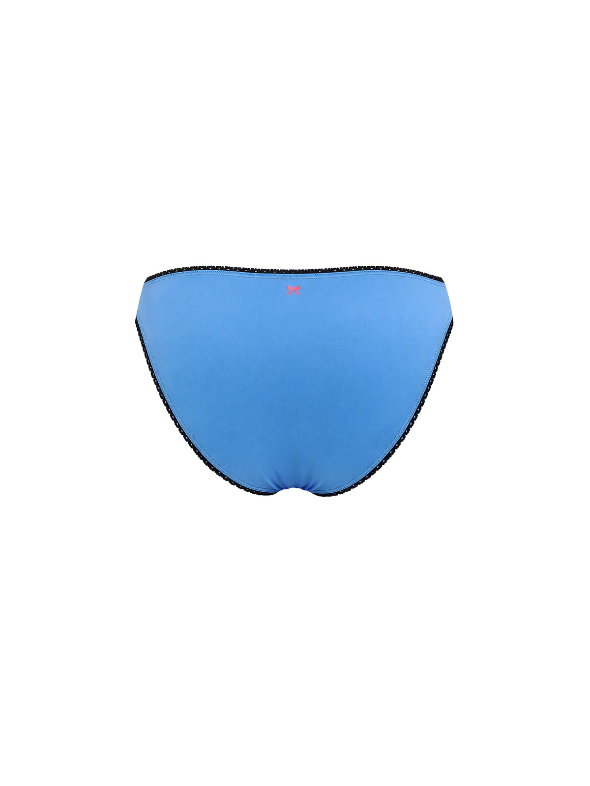 Rear view of a men's light blue panty with black trim, against a plain white background.