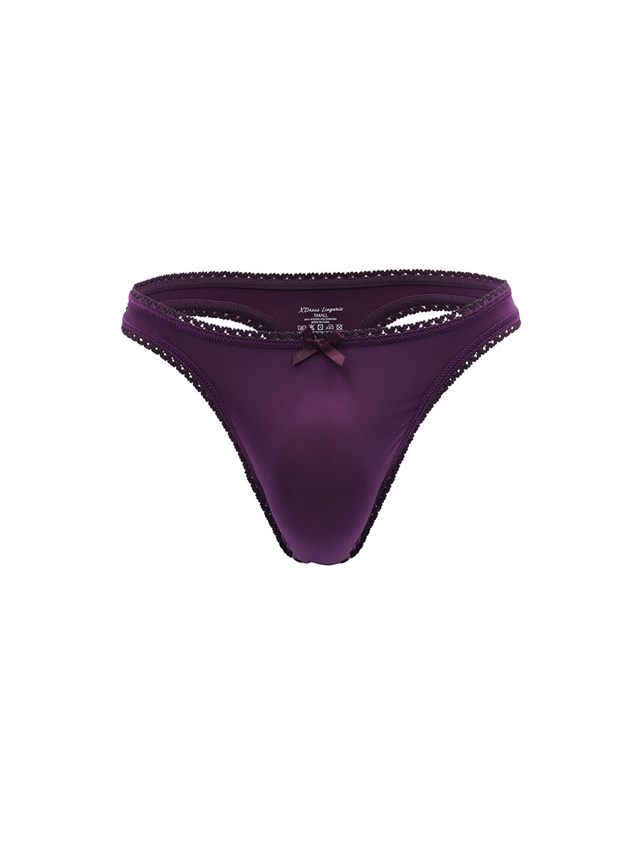 Purple men's thong on a white background