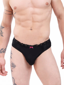 men's black lace brazilian panty - XDress