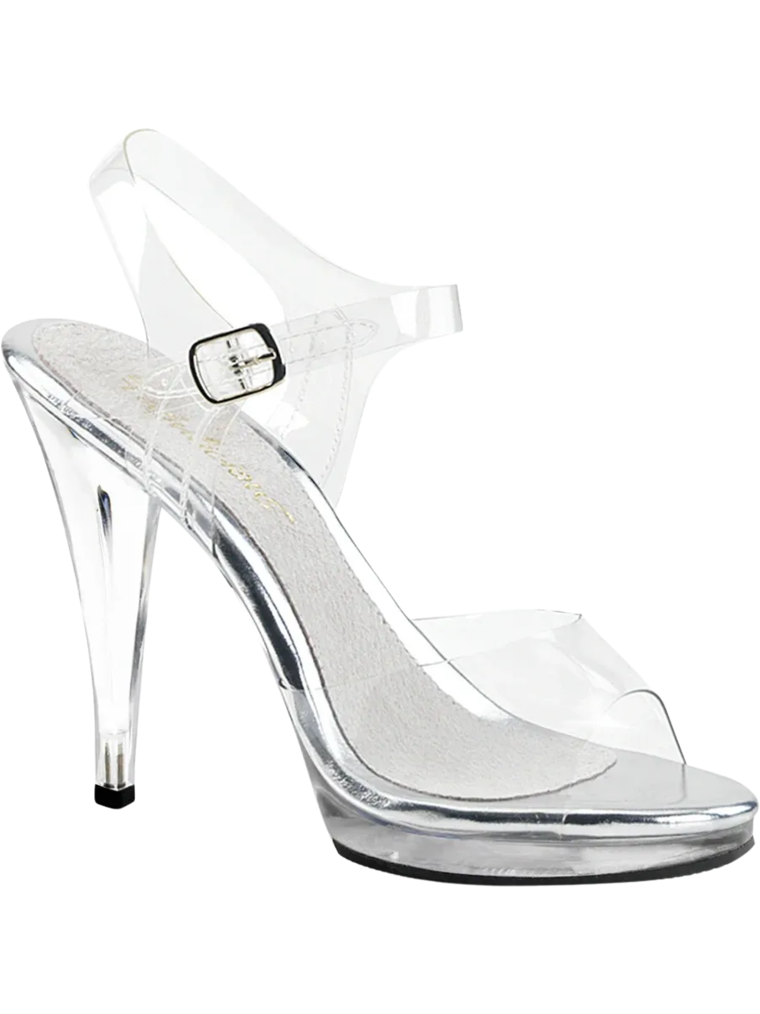 men's clear high heel shoe white background front side view XDress