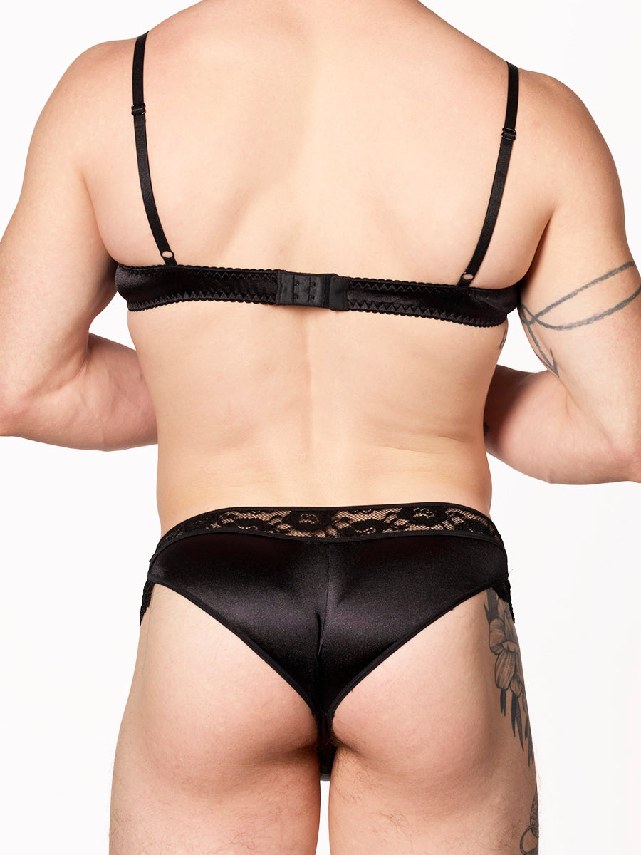 men's black satin bra - XDress