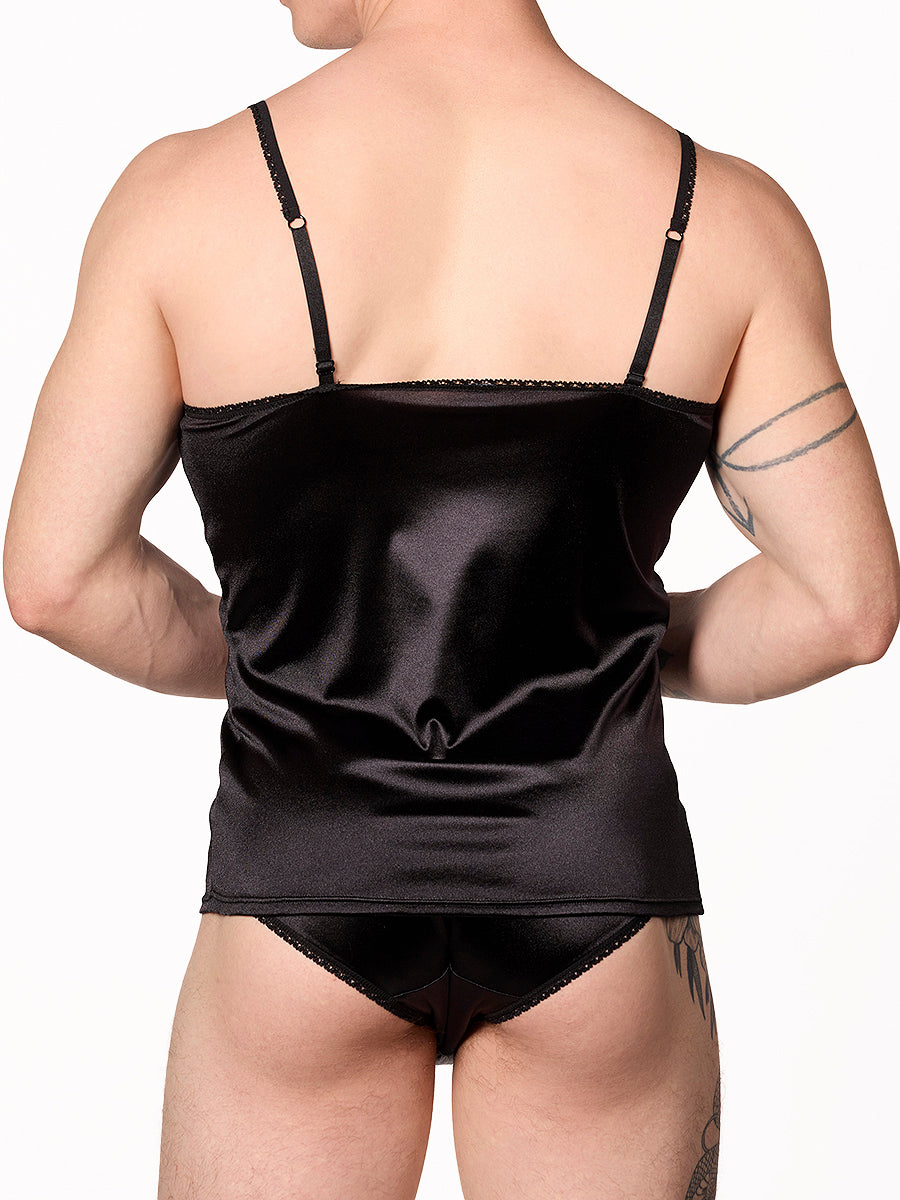 men's black satin camisole - XDress