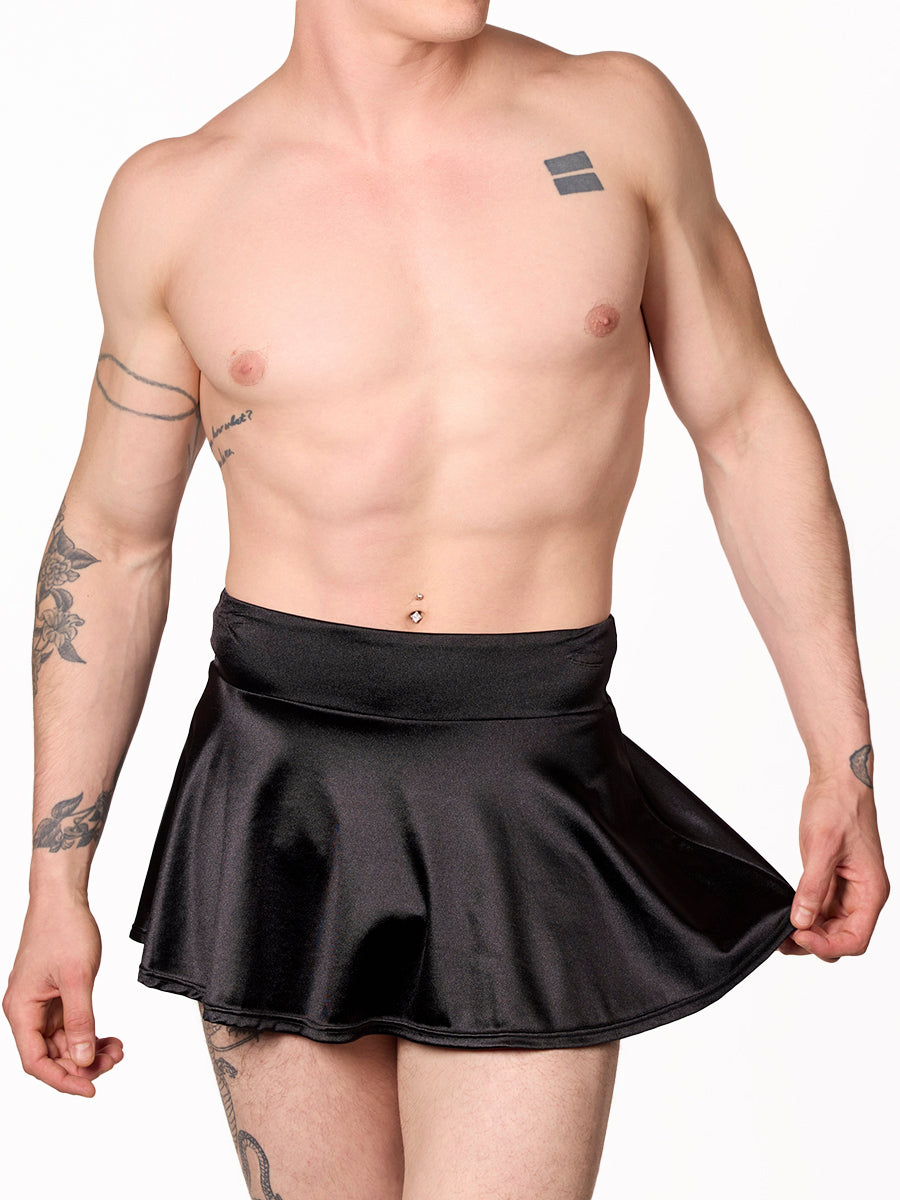 men's black satin mini skirt - XDress