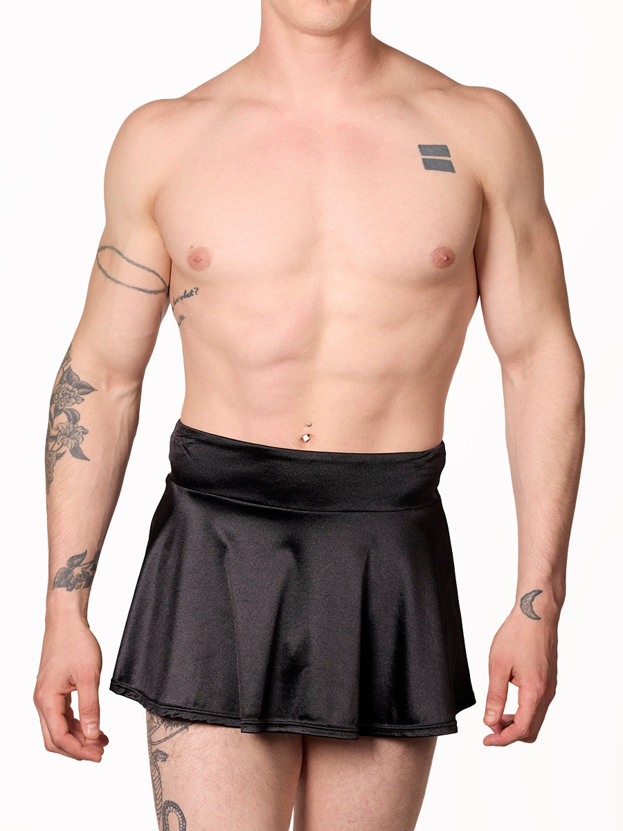 men's black satin mini skirt - XDress