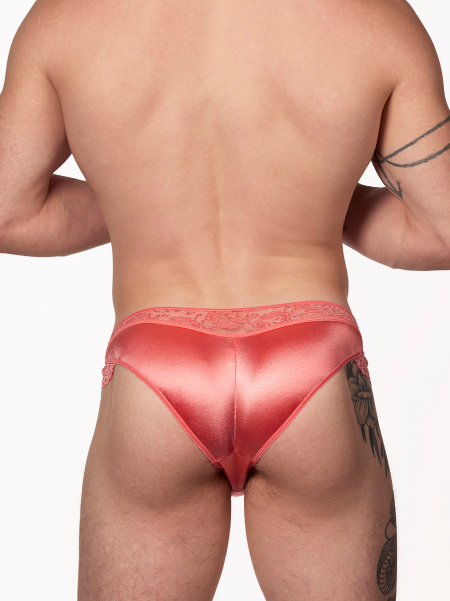 men's peach satin & lacey bikini panties - XDress