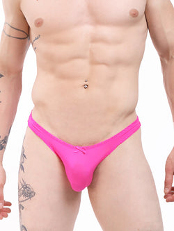 men's neon pink picot thong - XDress