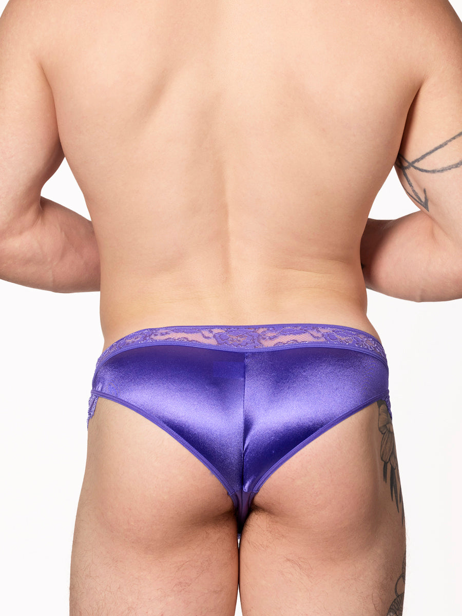 men's purple satin & lacey bikini panties - XDress