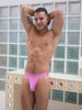 Video of a man posing in a pink XDress bikini panty.