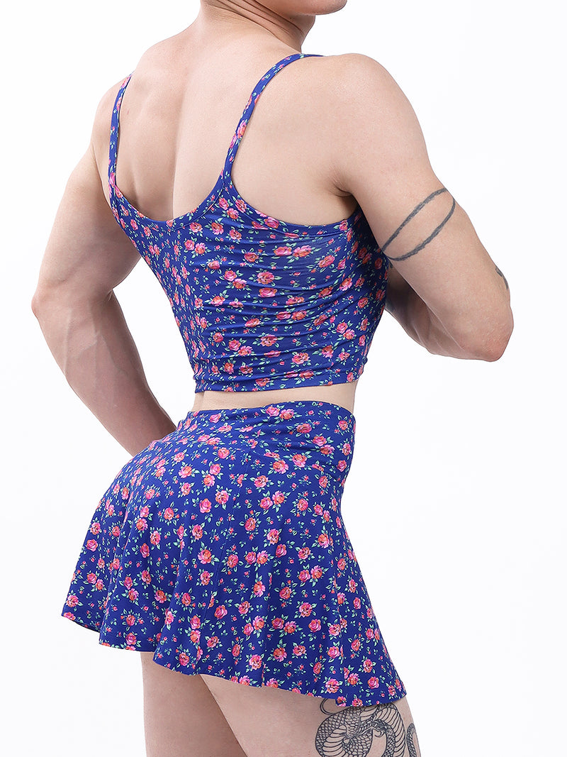men's blue floral print skirt - XDress