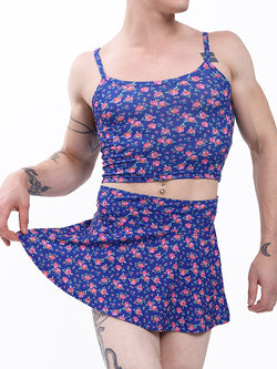 men's blue floral print skirt - XDress