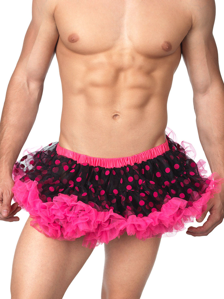 Men's pink and black polka dot petticoat tutu