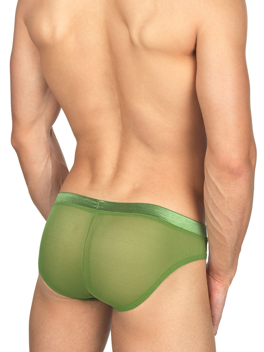 Men's green see through mesh erotic brief panties