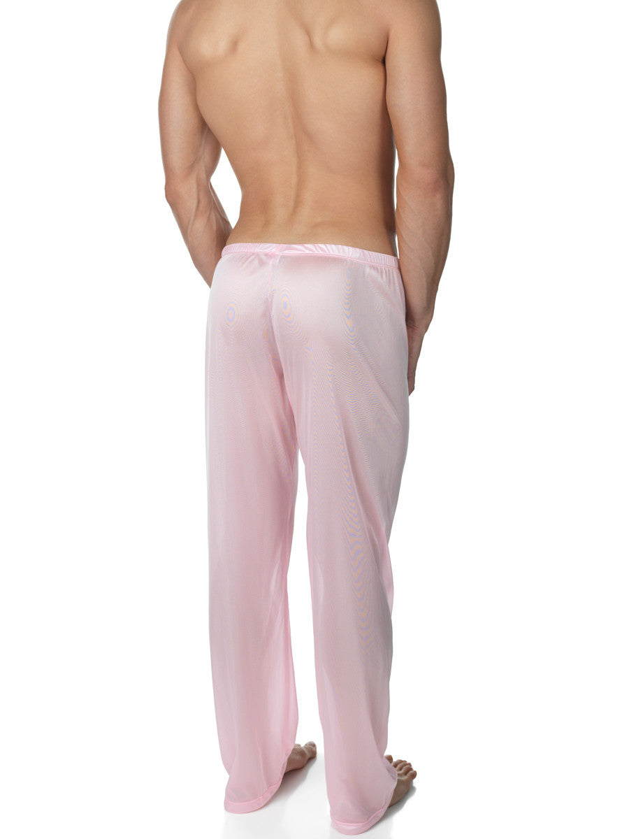 Men's pink shiny satin lounge pants