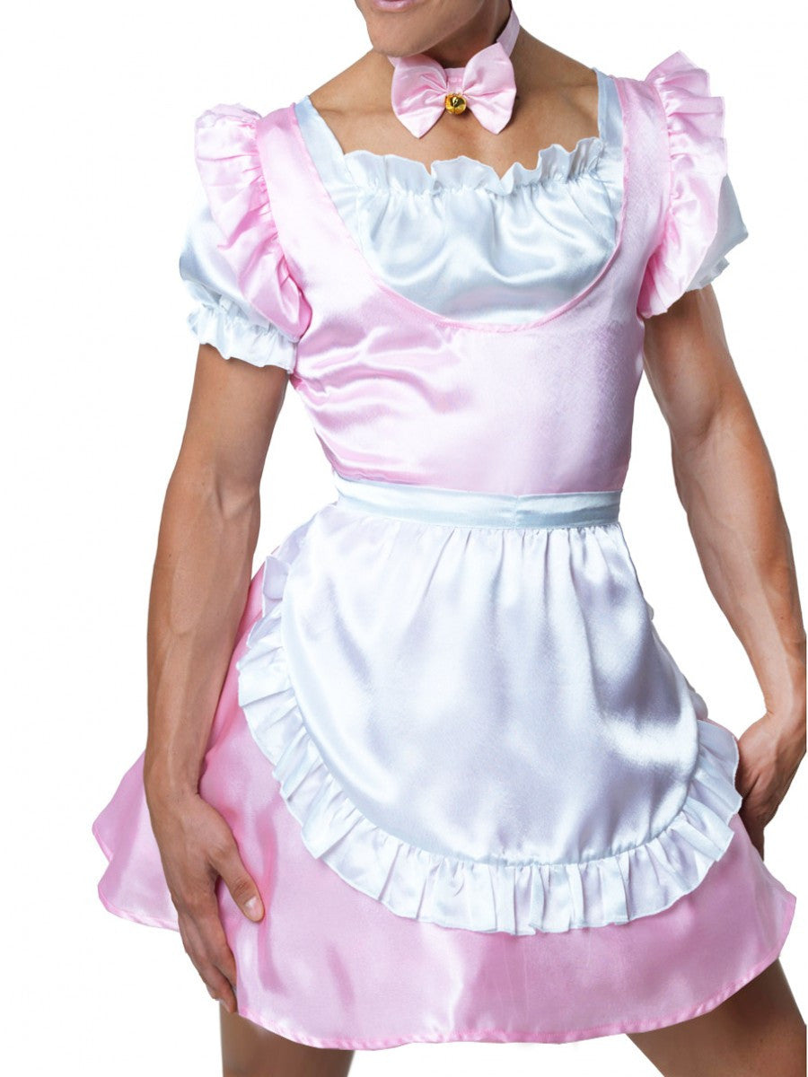 Men's Pink Satin French Maid Dress