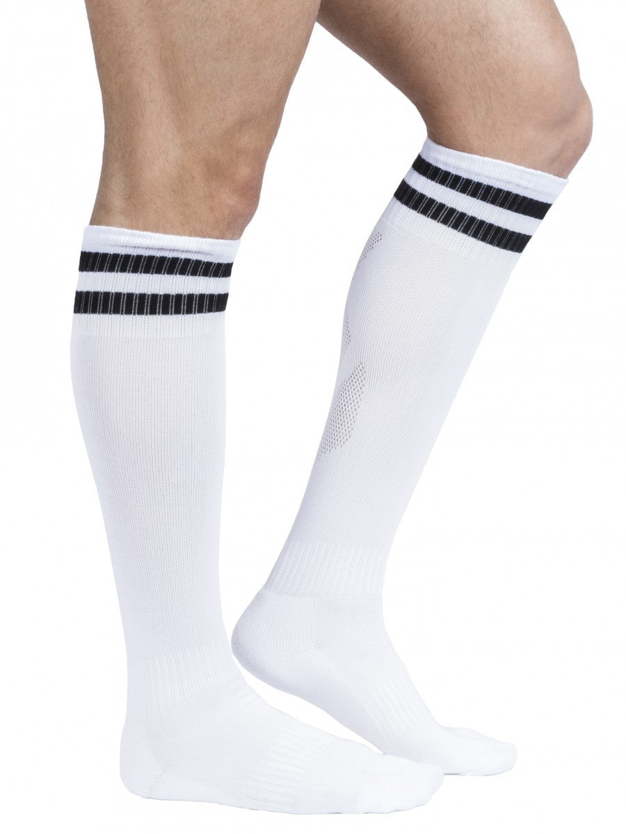 Men's knee high Super Sexy Soccer Socks White