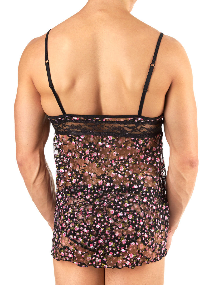 Nude Rose Lace Baby Doll Black
