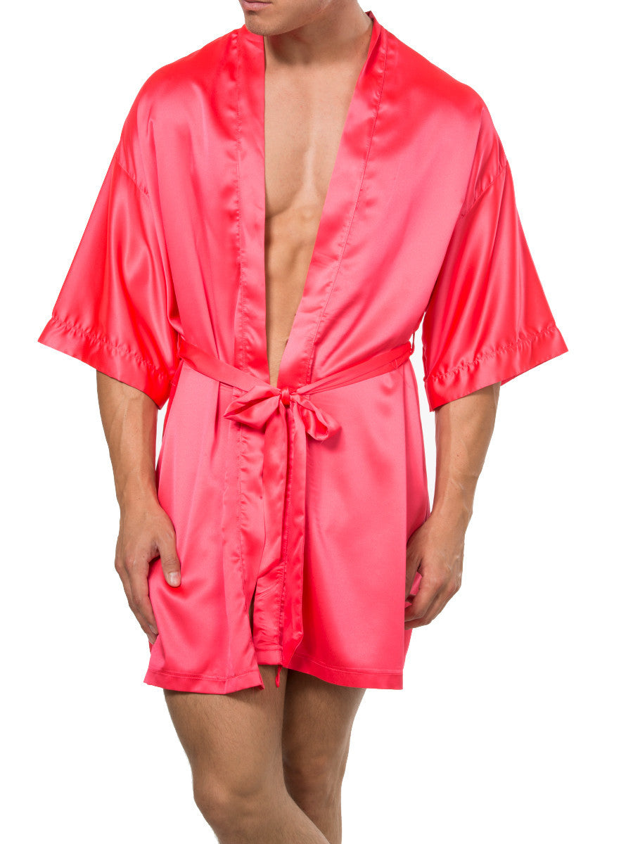 Smooth Satin Robe Hot Pink