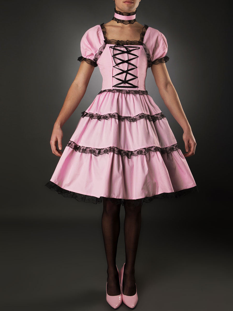 Men's pink and black frilly crossdressing princess dress