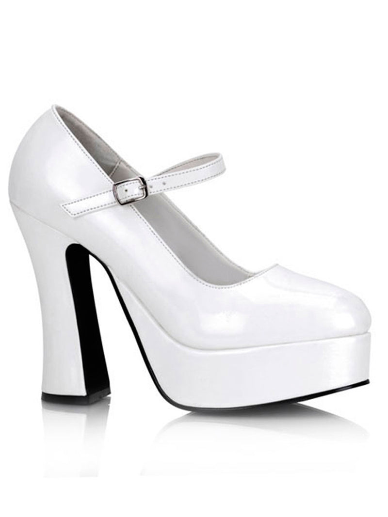 Men's white thick high heel crossdressing shoes