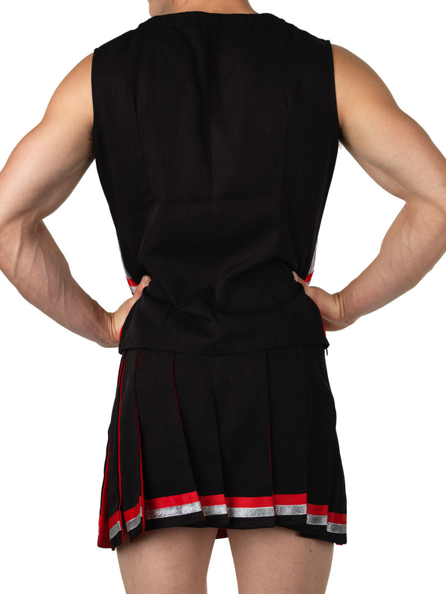 Men's red and black sissy cheerleader crossdressing costume