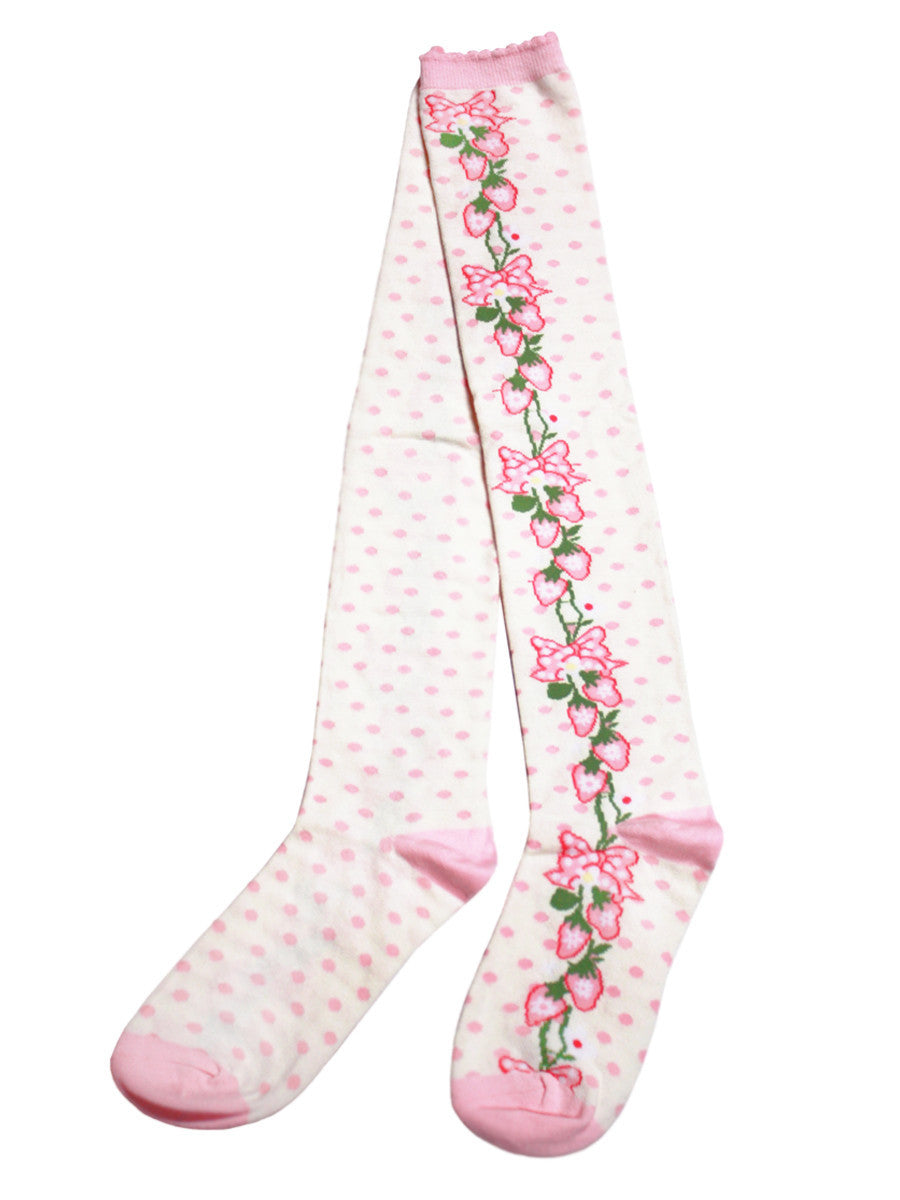 Men's pink and white floral patterned knee high sissy princess socks