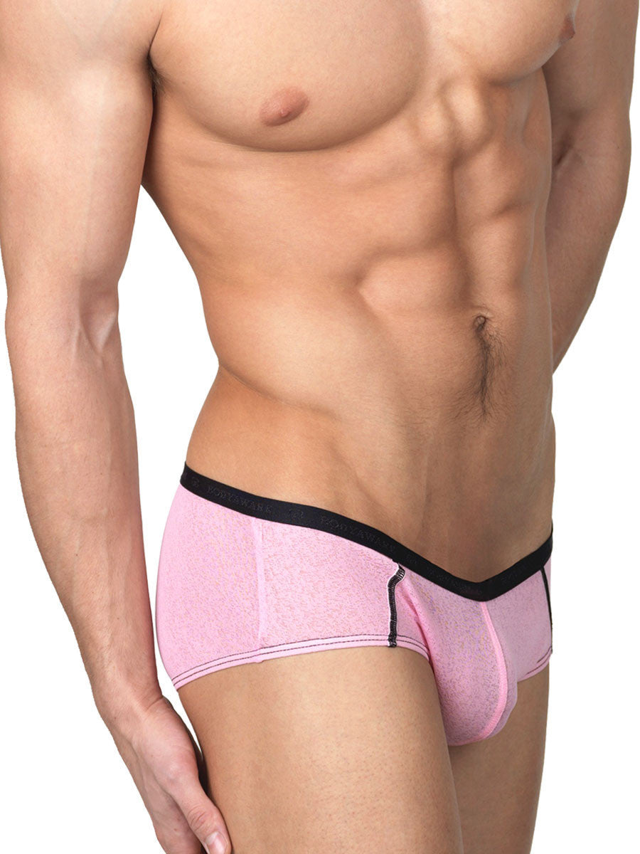 Men's pink shiny soft satin brief panties