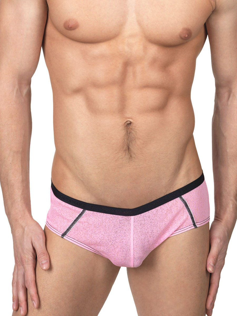 Men's pink shiny soft satin brief panties