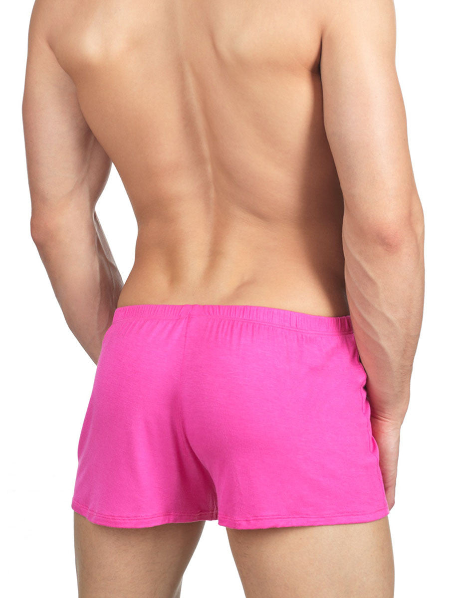Men's pink soft rayon short booty shorts
