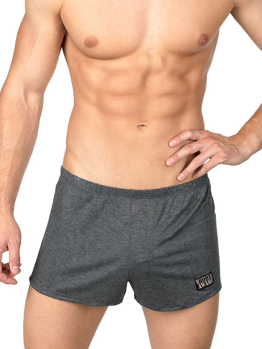 Men's grey soft rayon short booty shorts