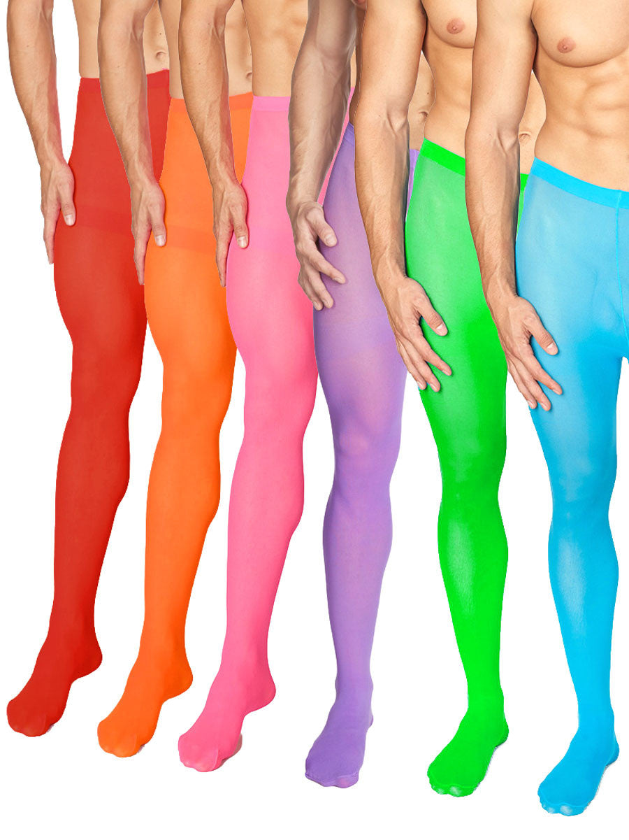 Men's rainbow six pack of pantyhose tights