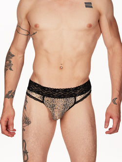 men's snake print & lace cheeky panties - XDress