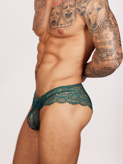 men's green lace brazil briefs - Body Aware